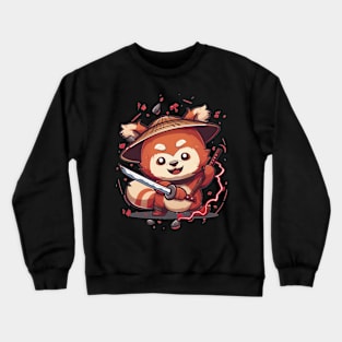 Cute Samurai Red Panda with sword Crewneck Sweatshirt